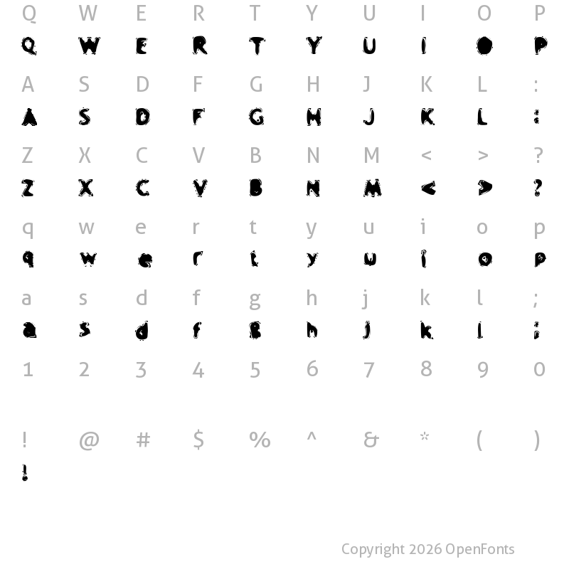 Character Map of Crap Music Regular