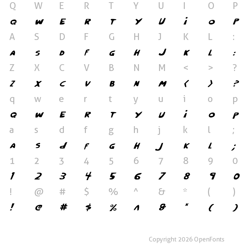 Character Map of Crappity-Crap-Crap Italic Italic