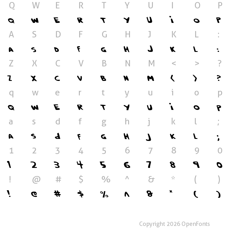 Character Map of Crappity-Crap-Crap Leftalic Leftalic