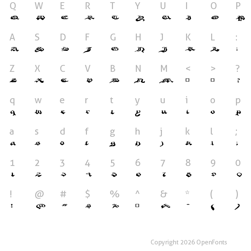Character Map of CrappyGothic Regular