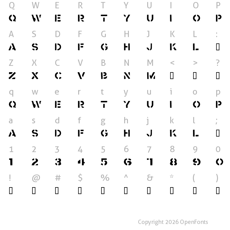 Character Map of Crass Regular