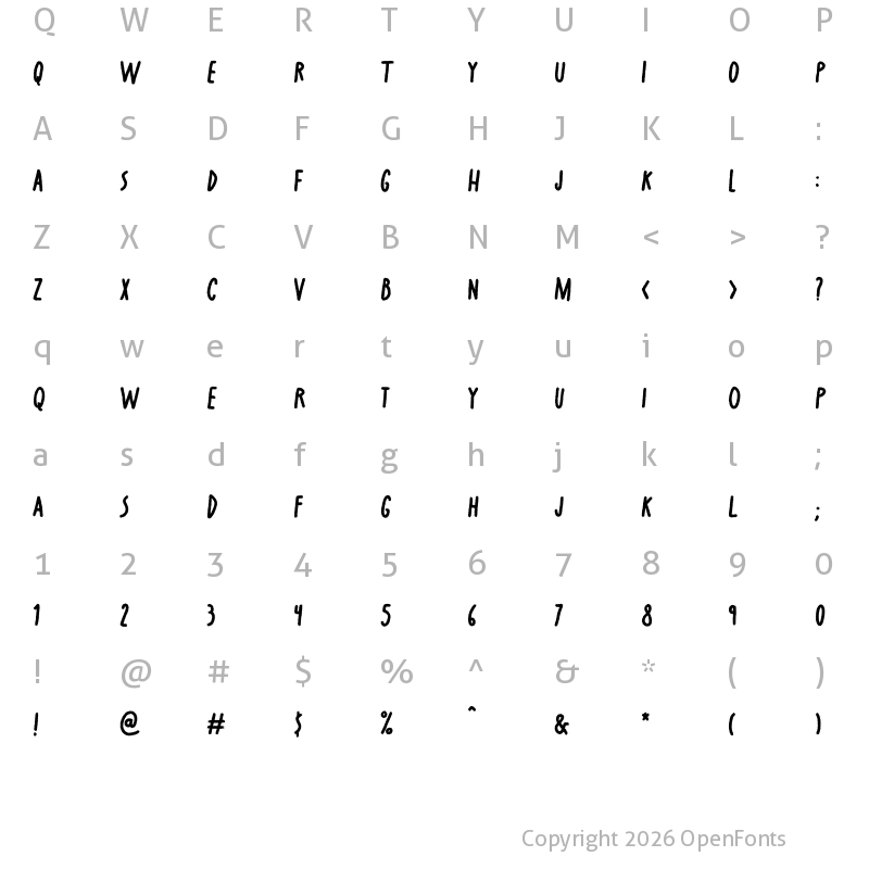 Character Map of Crayonize Bold