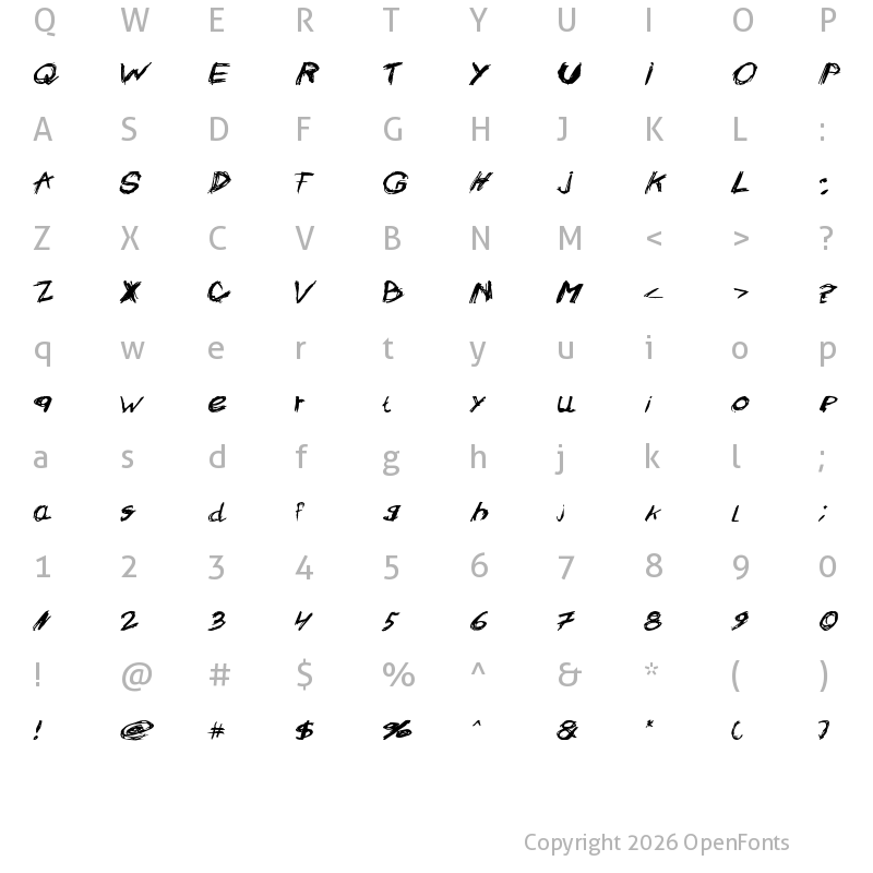 Character Map of Crazysk8 Regular