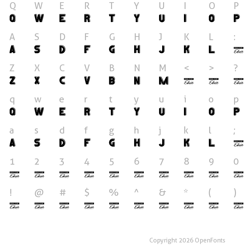 Character Map of Crazytoon Outline