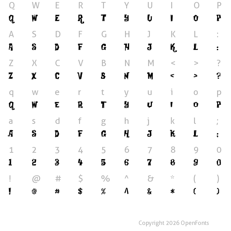 Character Map of Creaky Frank Regular