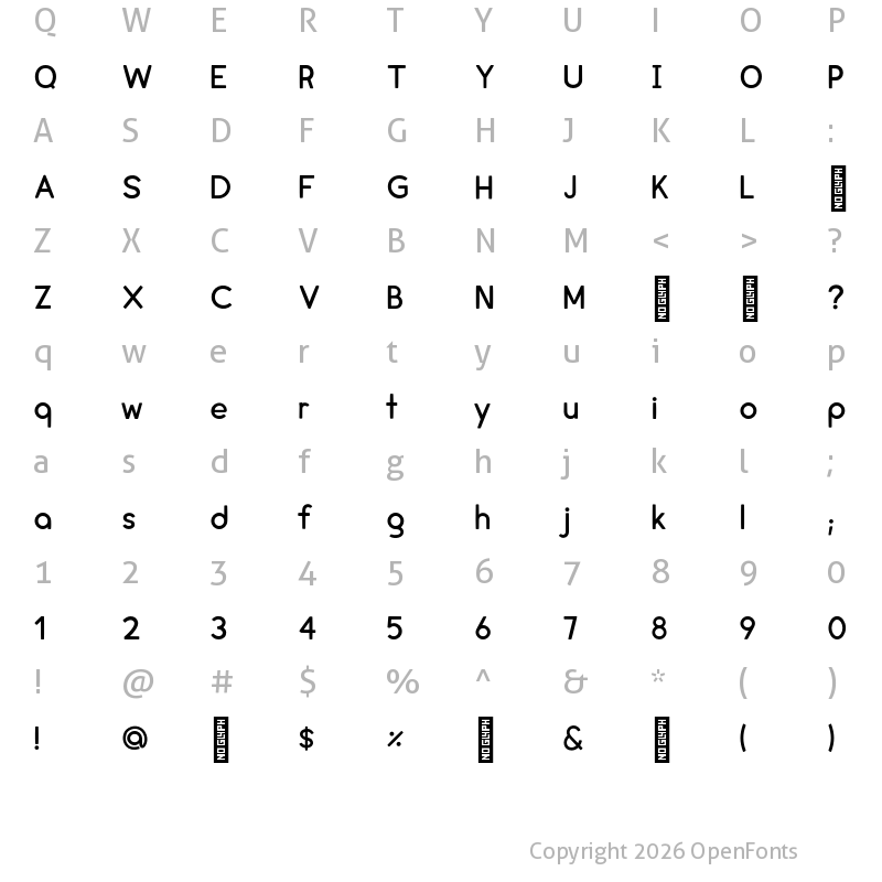 Character Map of cream DEMO