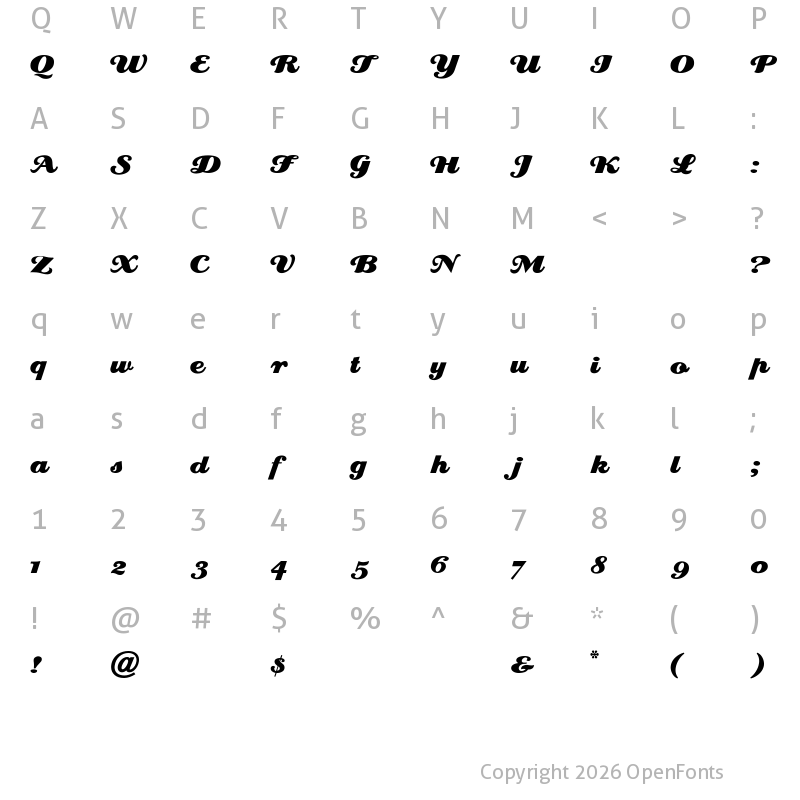 Character Map of Creampuff Regular