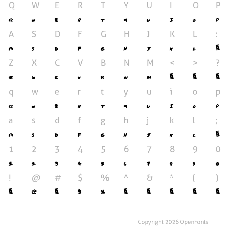 Character Map of CreamPuff Regular