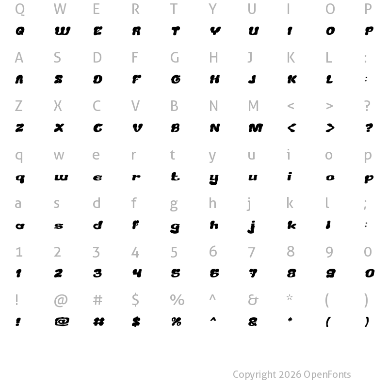 Character Map of Creamy Butter Italic