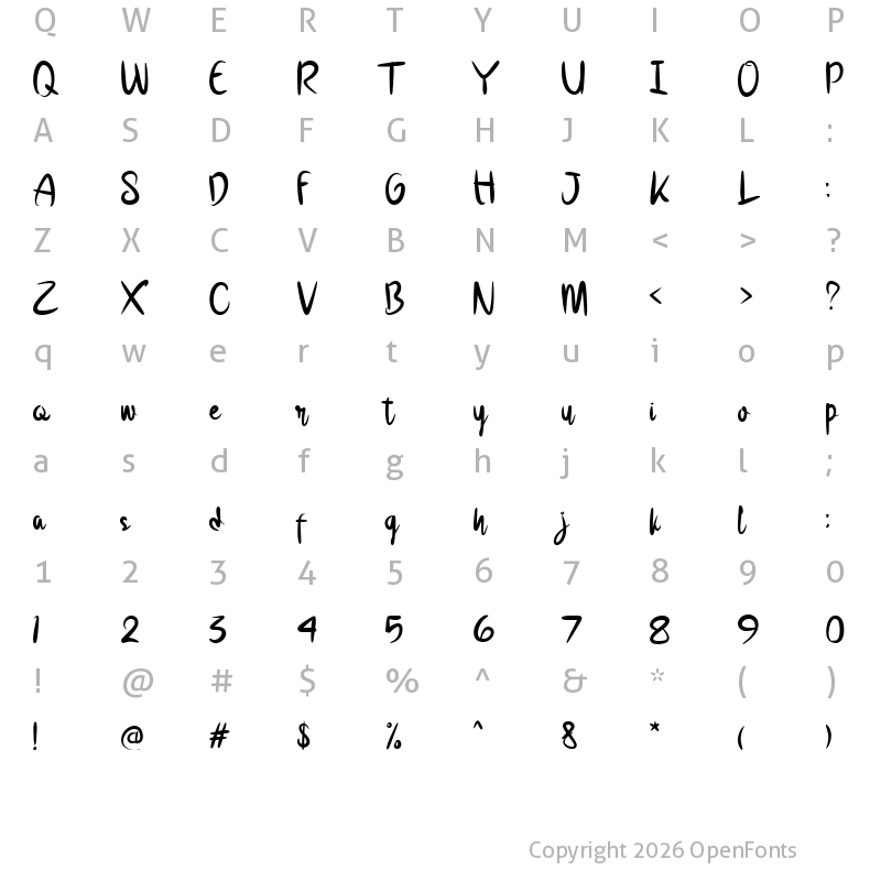 Character Map of Creata Regular