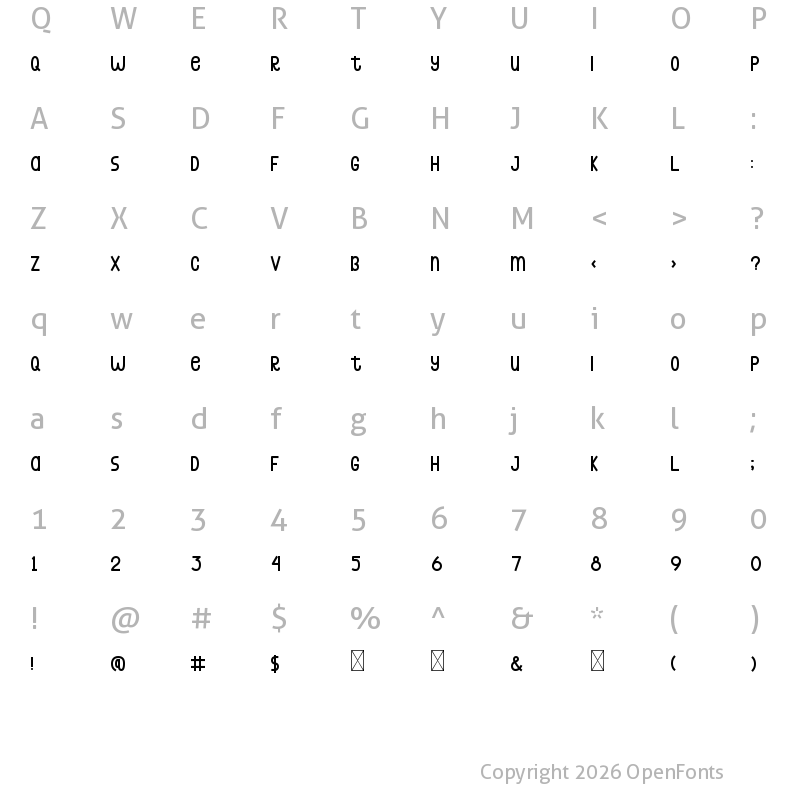 Character Map of Create Regular