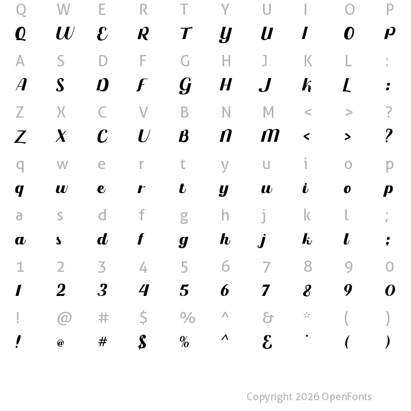 Character Map of Creatifitas Demo Regular