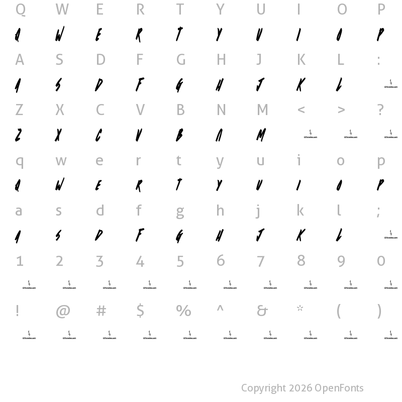 Character Map of Creative Dreams Regular