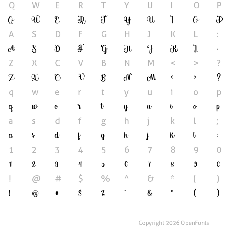 Character Map of Creative Happiness Regular