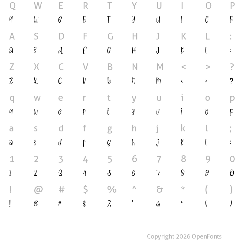 Character Map of CREATIVE Vintage Regular