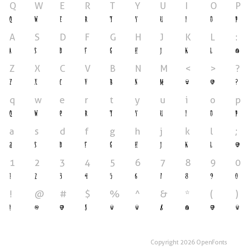 Character Map of Creature Regular