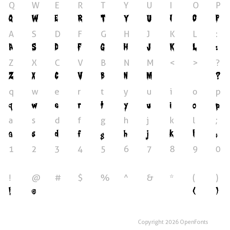 Character Map of Creepsville Regular