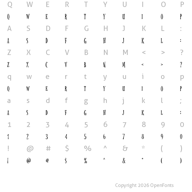 Character Map of Creepy Sunday Regular