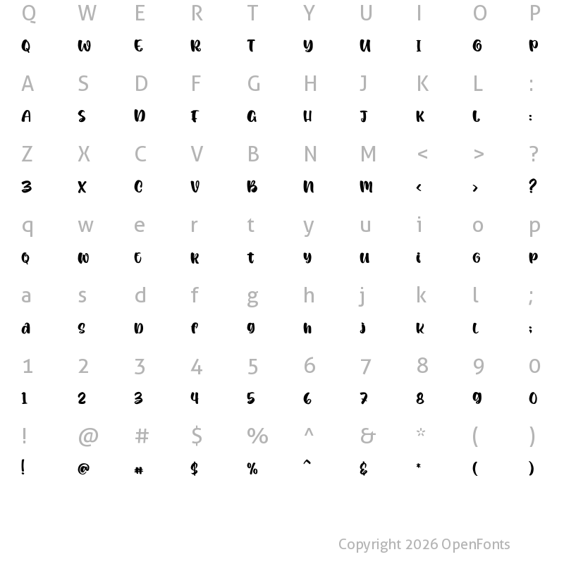 Character Map of Cripsy Regular
