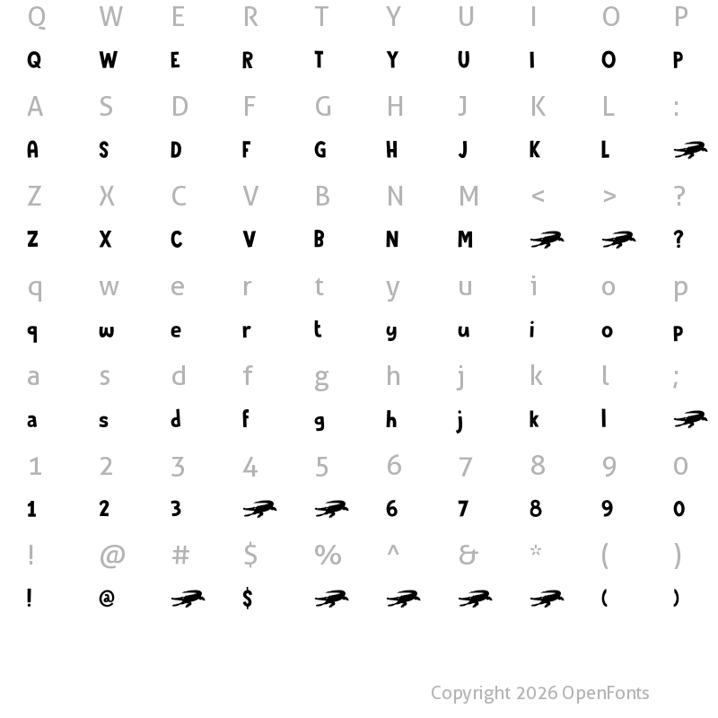 Character Map of Crocodile Feet DEMO Regular