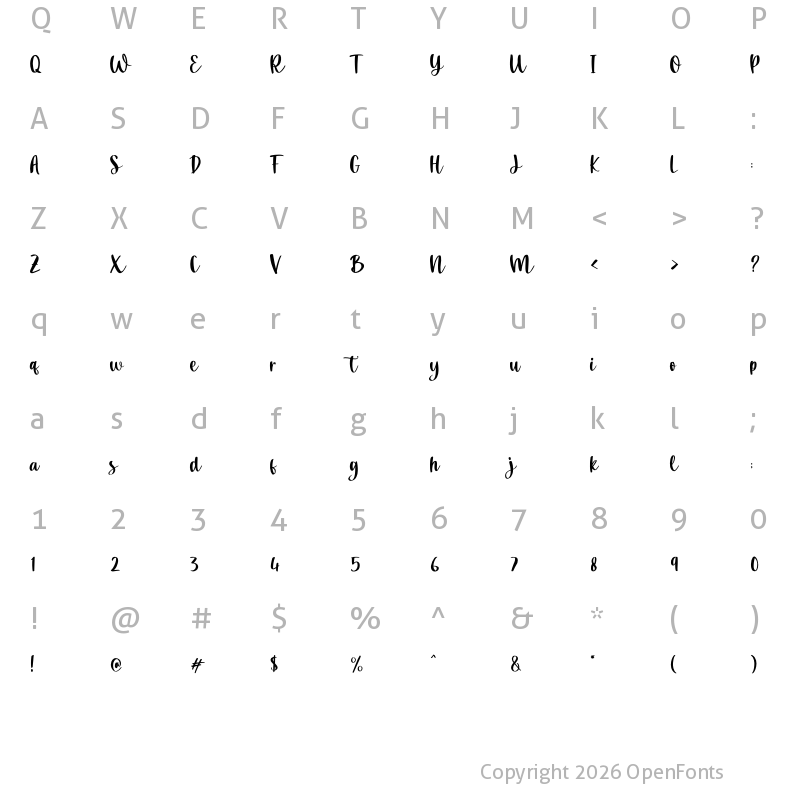 Character Map of Crocodile Script Regular