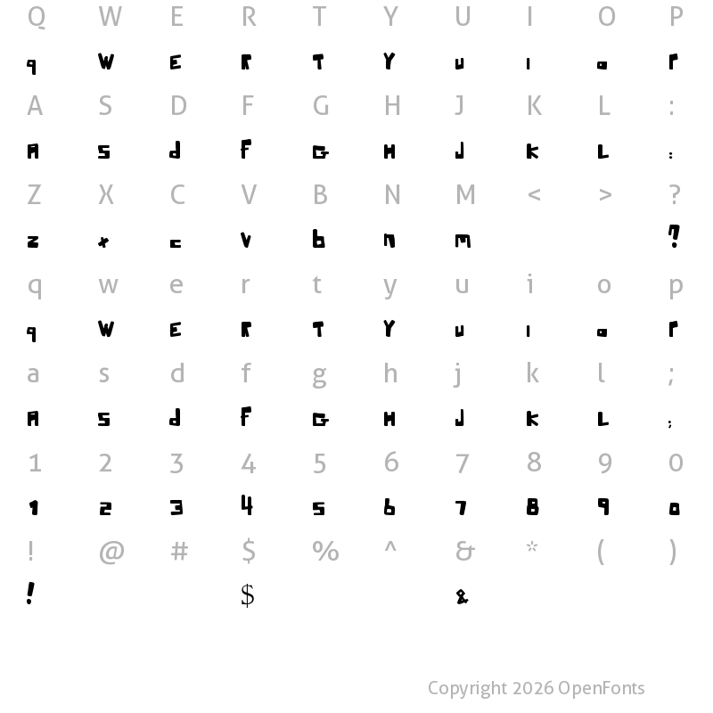 Character Map of crookers Regular