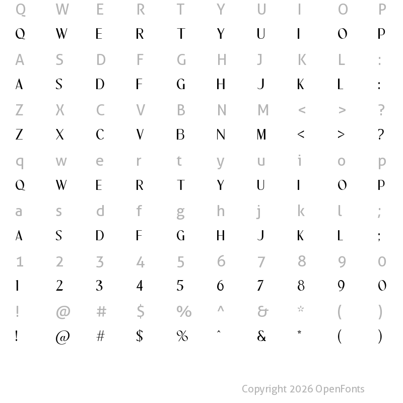 Character Map of Crosever Regular
