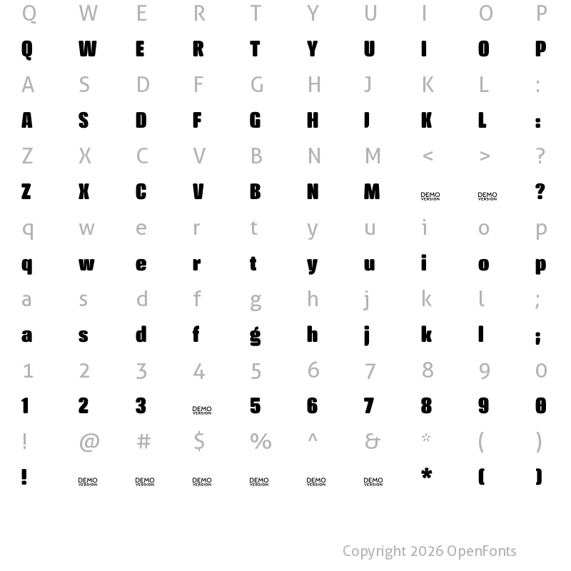 Character Map of Crossfit Demo Heavy