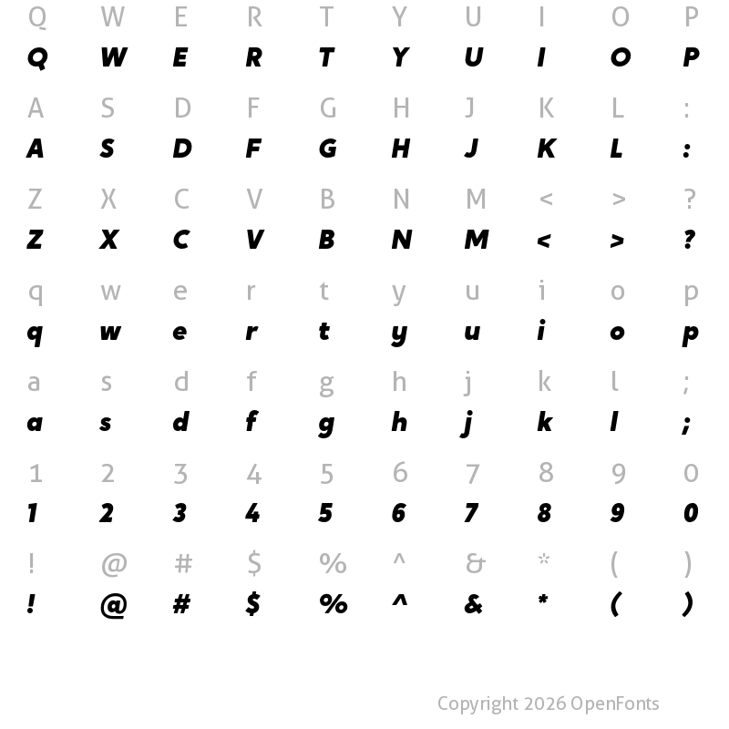 Character Map of Crossten Black Italic