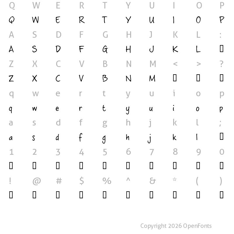 Character Map of crosswordBelle trial Regular