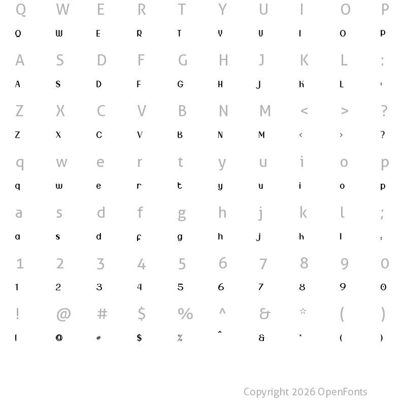 Character Map of Crown DEMO Regular