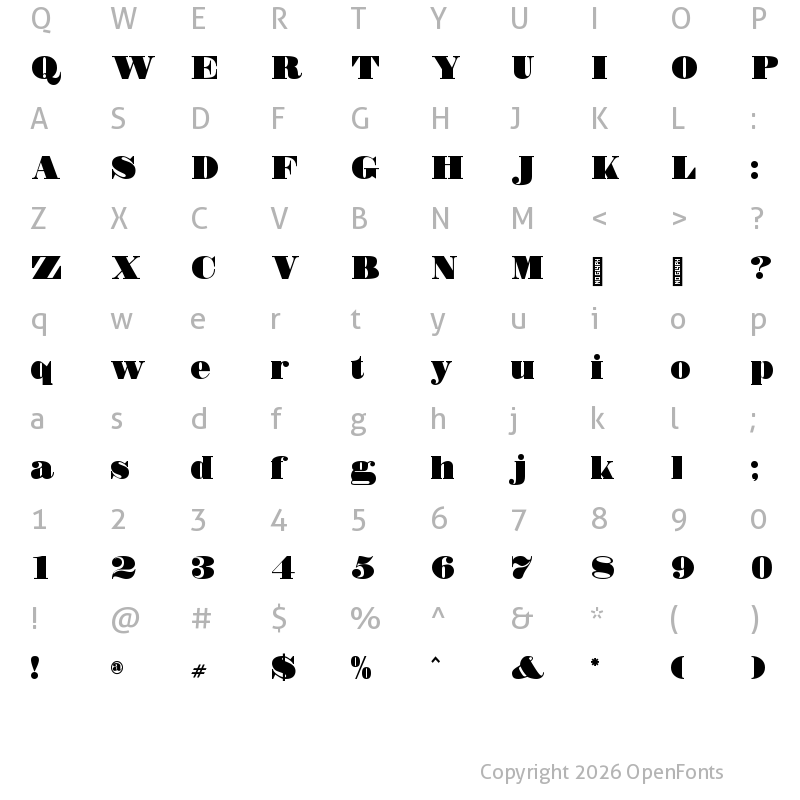 Character Map of Crozier Black CF Regular