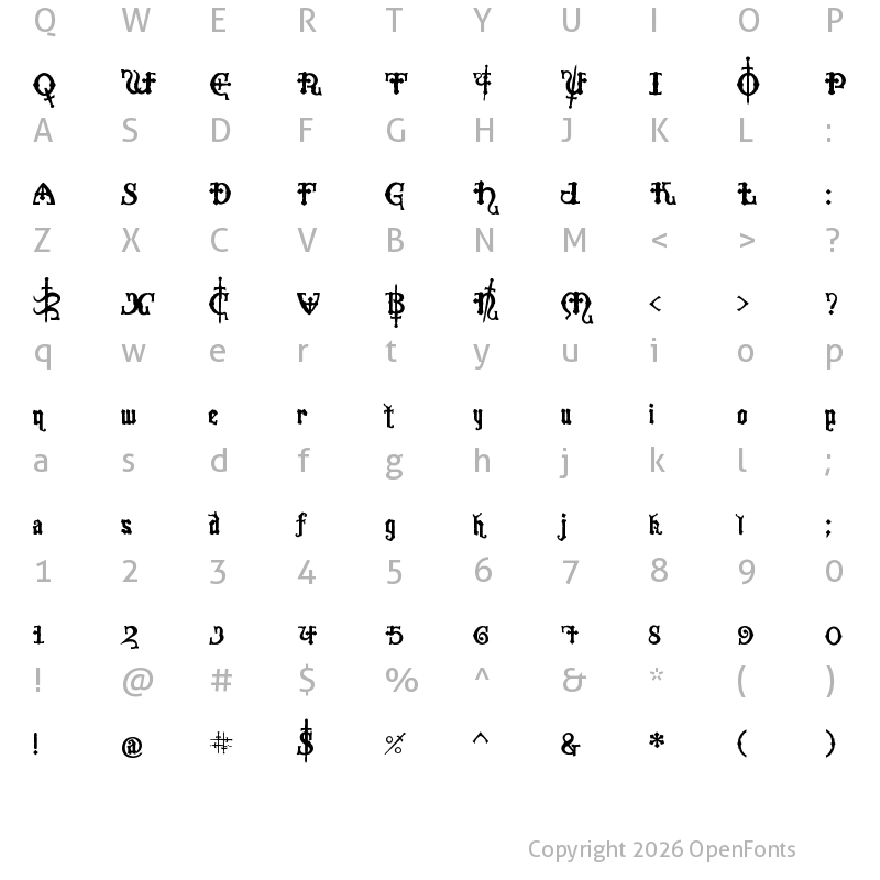 Character Map of Crusades Regular