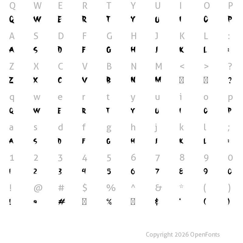 Character Map of Crystalakes Regular