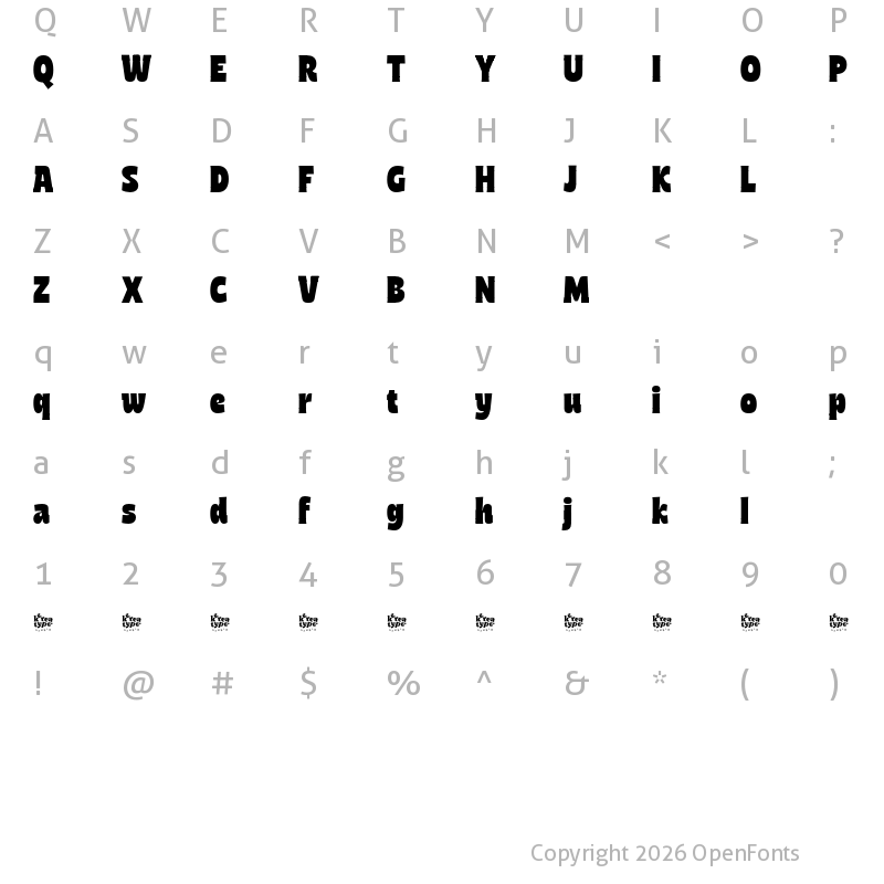 Character Map of Cuanky Demo Regular