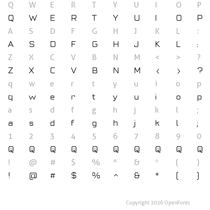 Character Map of Cuatra Light