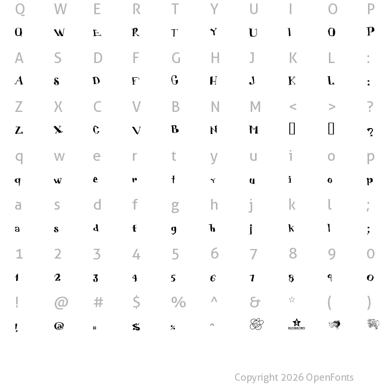 Character Map of CUBICULOGALLERY SERIF Regular