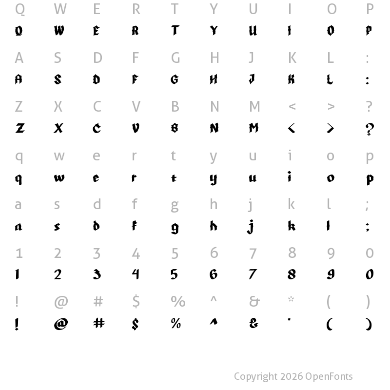Character Map of Cunigund Engrave