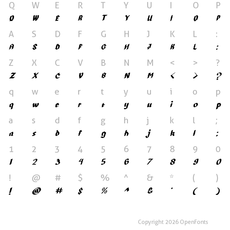 Character Map of Cunigund Italic