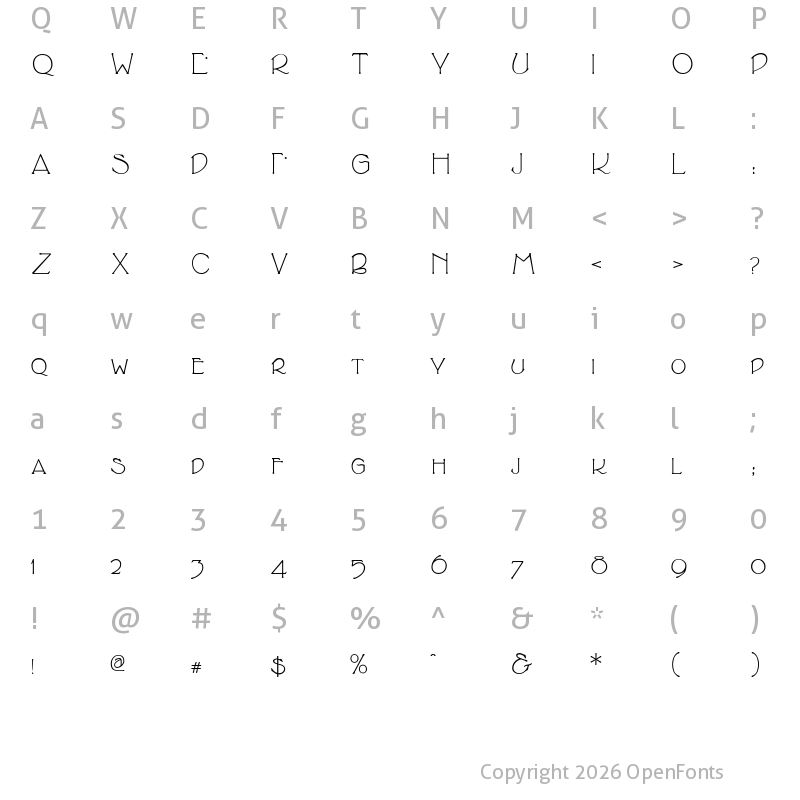 Character Map of Cupola SmallCaps