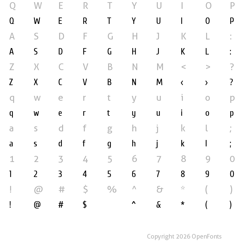 Character Map of CuprumFFU Regular