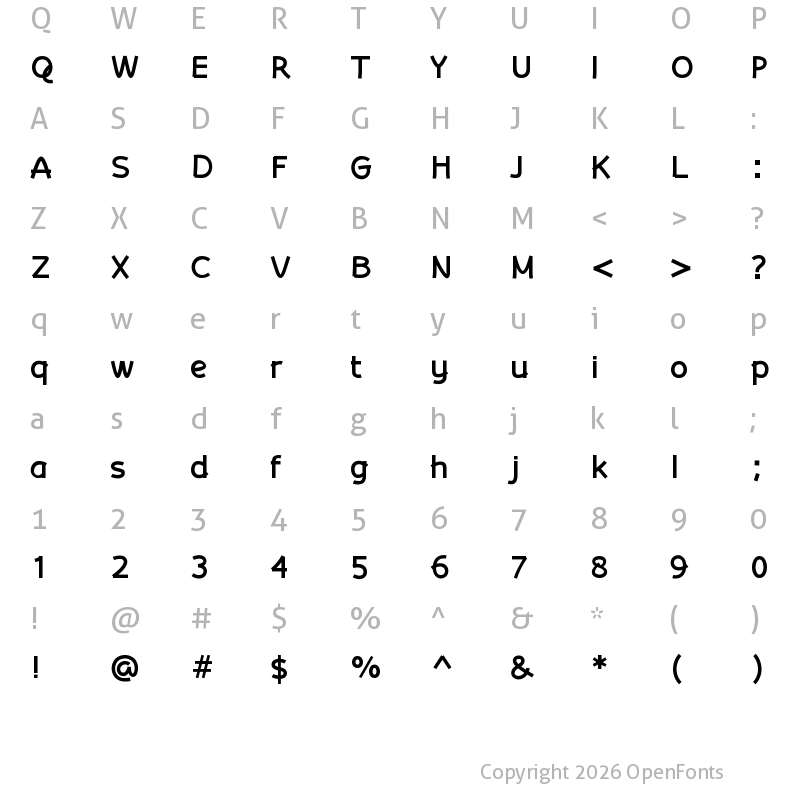 Character Map of Curantyle Bold Bold