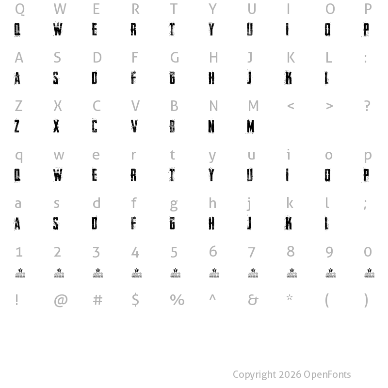 Character Map of CURE OF PAIN Regular
