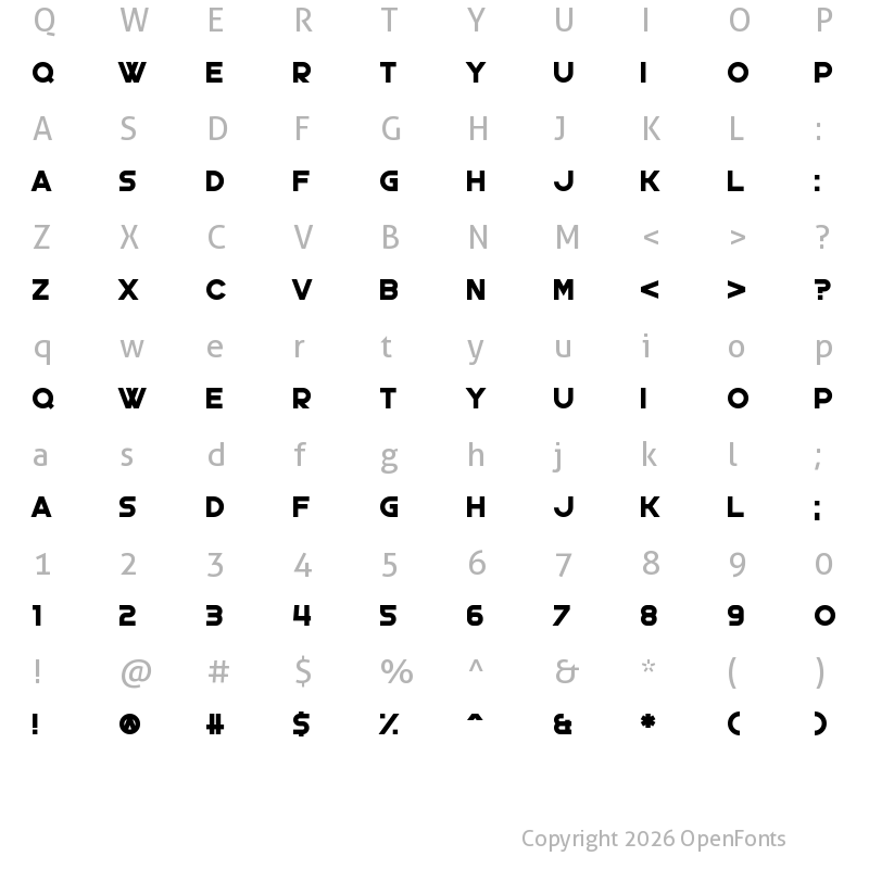 Character Map of Curetro Regular