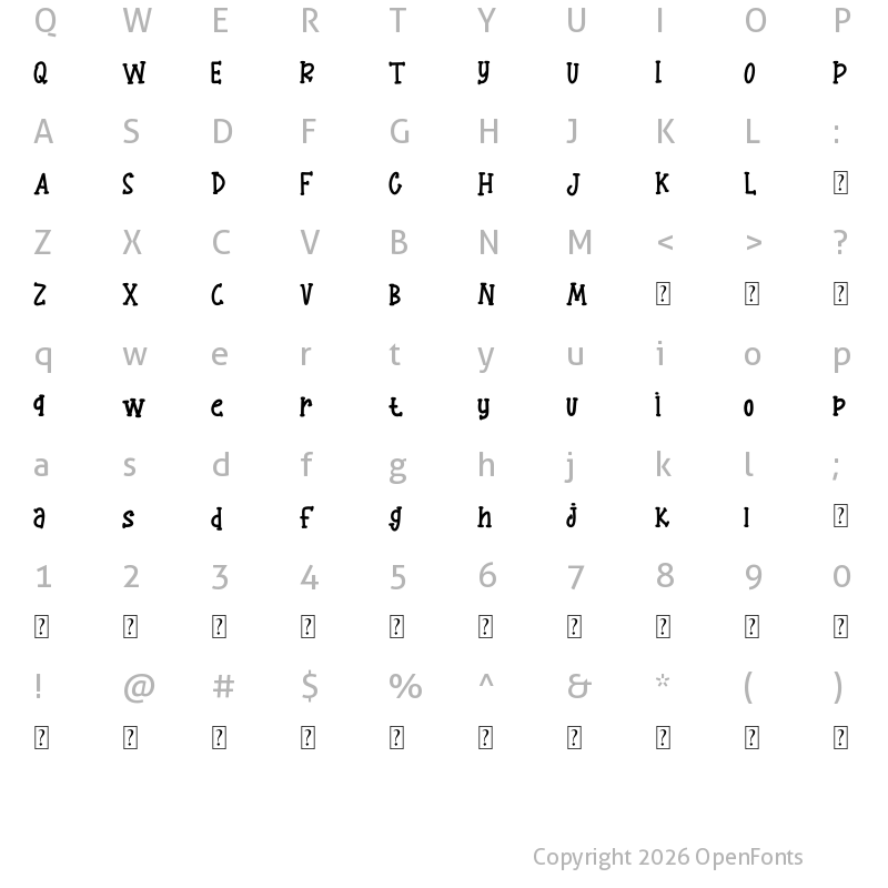 Character Map of Curly Honey Regular