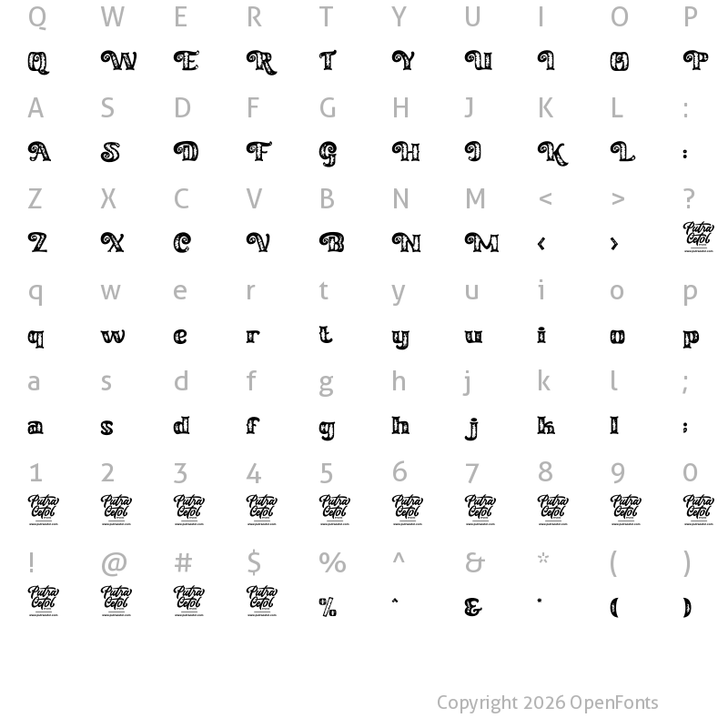 Character Map of Curly Keken Texture
