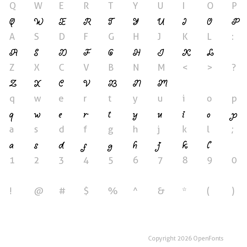 Character Map of Curly Valentine Demo Regular