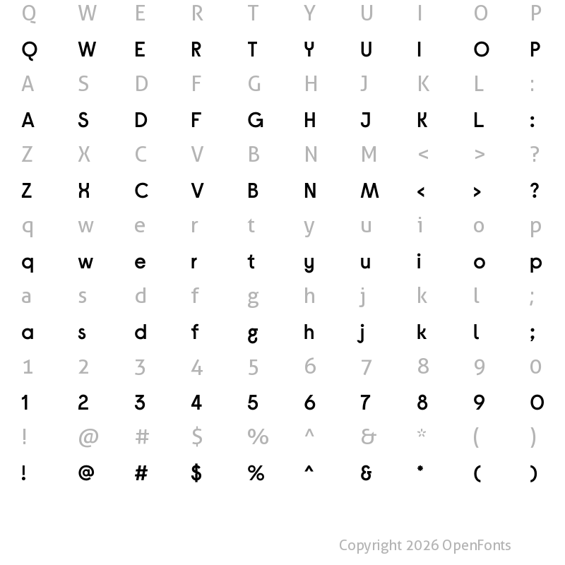 Character Map of Currys Sans Headline