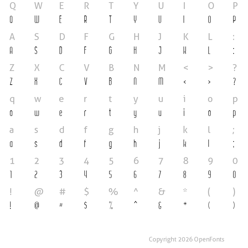 Character Map of CURVE Thin