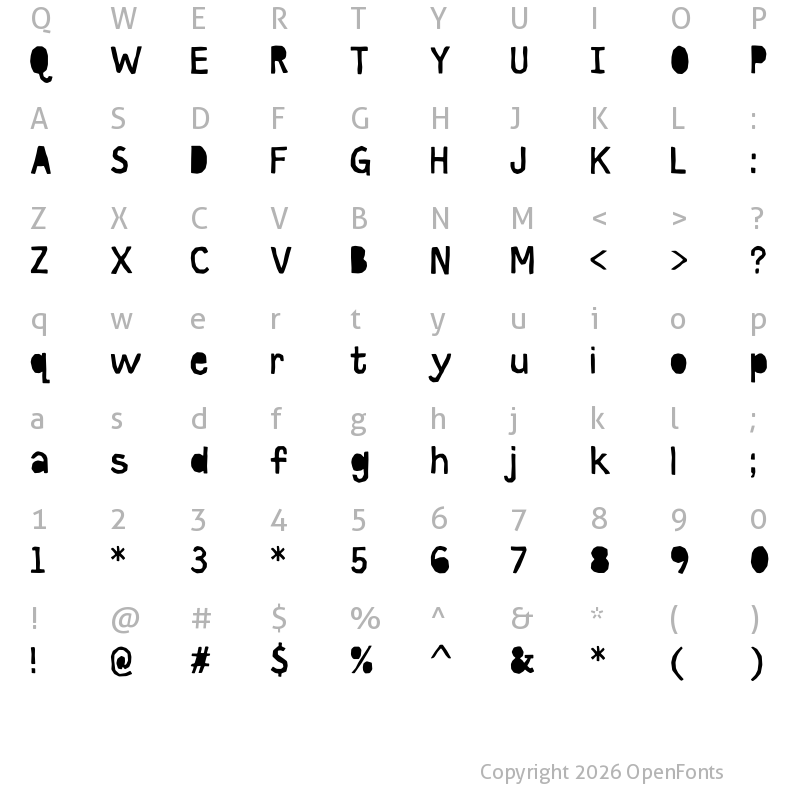 Character Map of Cut it out DEMO Soft